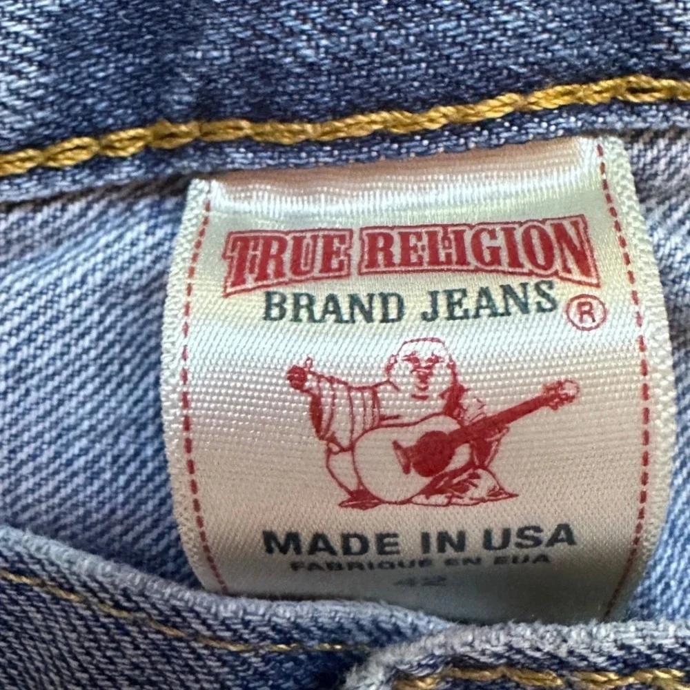 True Religion Mens Straight Leg Jeans Blue Denim Made in USA Size 42x32